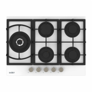 Piano cottura Samet Dafne 70 a gas 5 fuochi vetro bianco 70 cm
