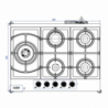 Piano cottura Samet Dafne 70 a gas 5 fuochi vetro bianco 70 cm