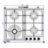 Piano cottura Samet Sansone a gas 4 fuochi 60 cm acciaio inox