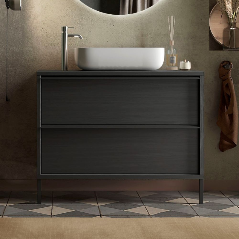 mobile bagno sospeso 79 cm nero frassinato | levante shop
