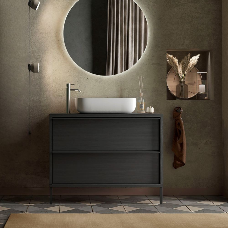 mobile bagno sospeso 79 cm nero frassinato | levante shop