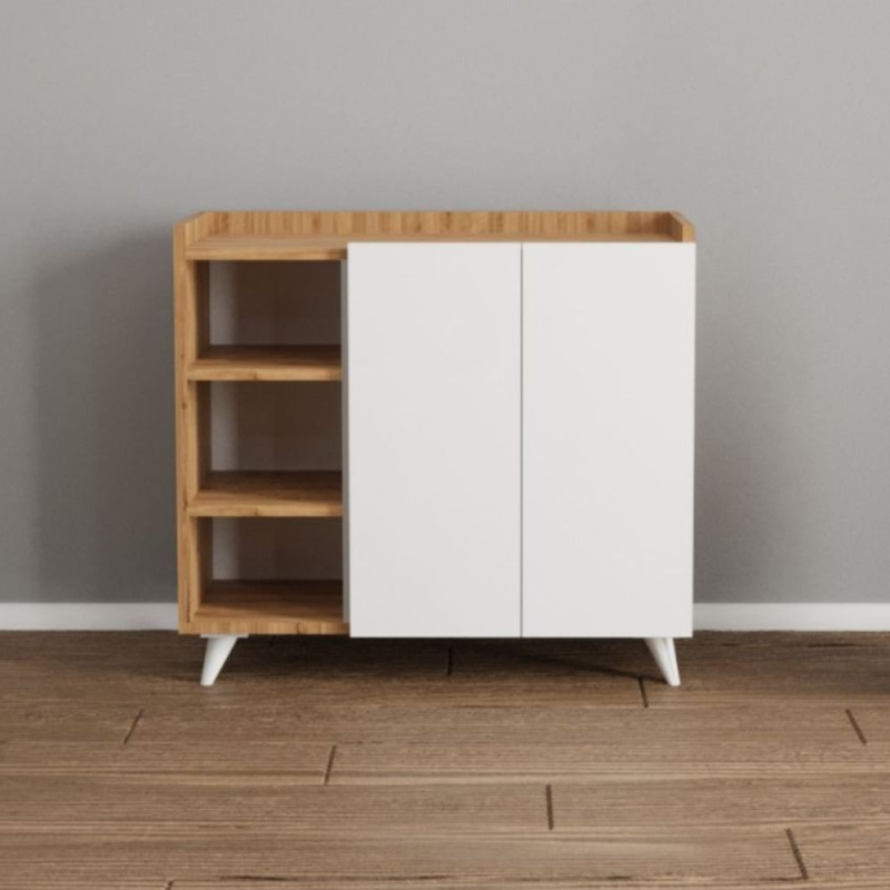 Madia Alary vani a giorno rovere ante bianche 90x35x82 moderna