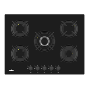 Piano cottura Samet Minerva 70 a gas 5 fuochi vetro nero