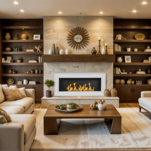 Zoom Camino a bioetanolo biocamino da parete Siena bianco L 90 x P 12 x H40