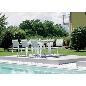 Sedia Zara alluminio bianco textilene grigio chiaro Moia