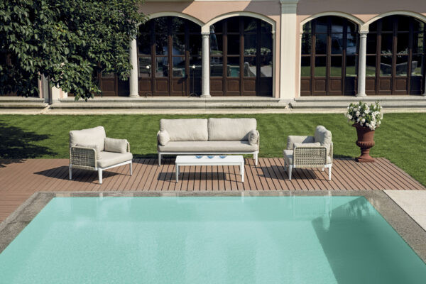 Salotto Bandol In Alluminio Bianco + Corda Beige Moia