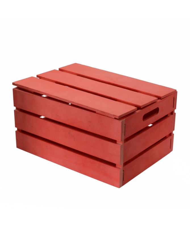 Scatola legno rosso rettangolare pieghevole cm38x28h19,5