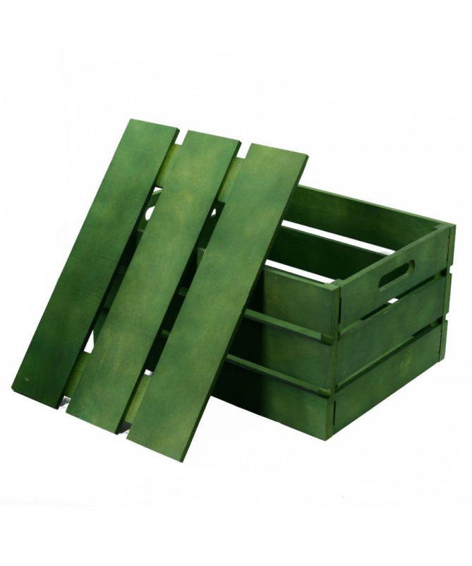 Scatola legno verde rettangolare pieghevole cm38x28h19,5