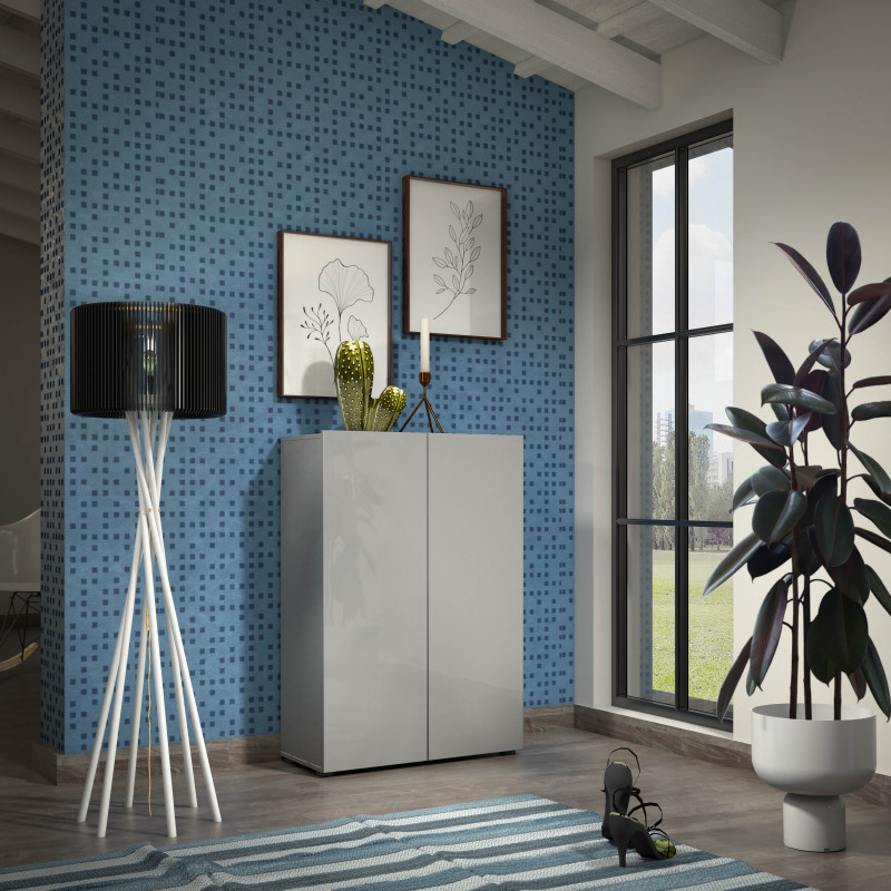 Scarpiera a 2 ante 5 ripiani grigio Mister salvaspazio moderna