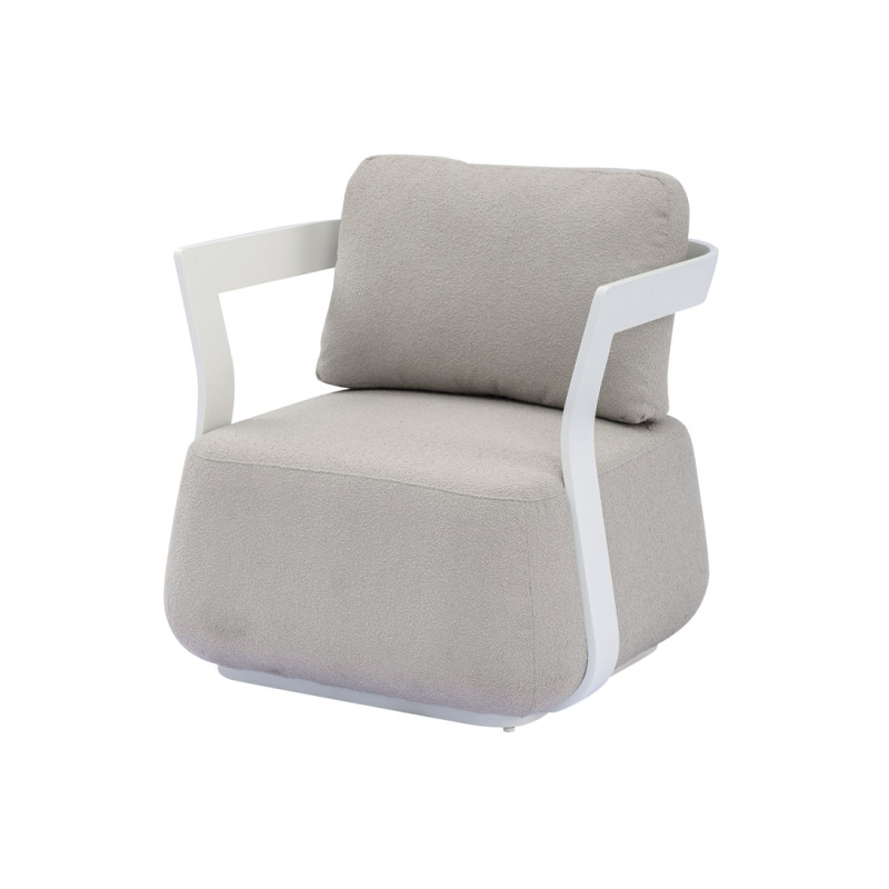 Salotto Monaco Alluminio Bianco Cuscini Alti Beige Moia