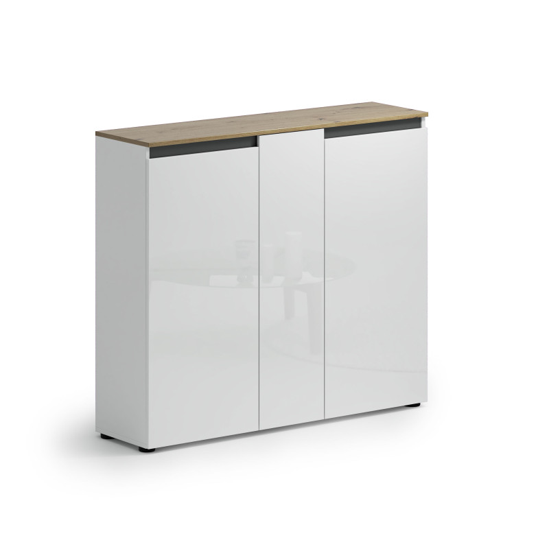 Scarpiera a terra 3 ante Zippo salvaspazio moderna bianca