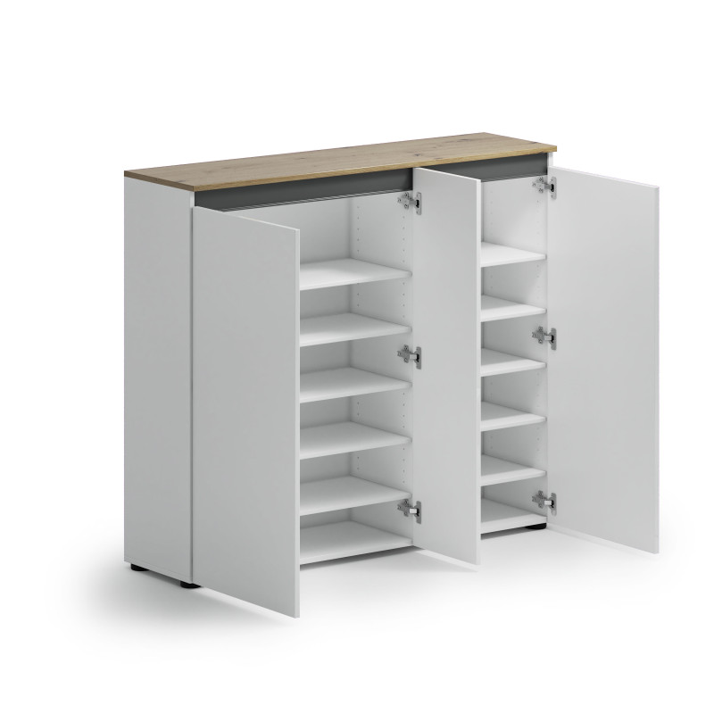 Scarpiera a terra 3 ante Zippo salvaspazio moderna bianca