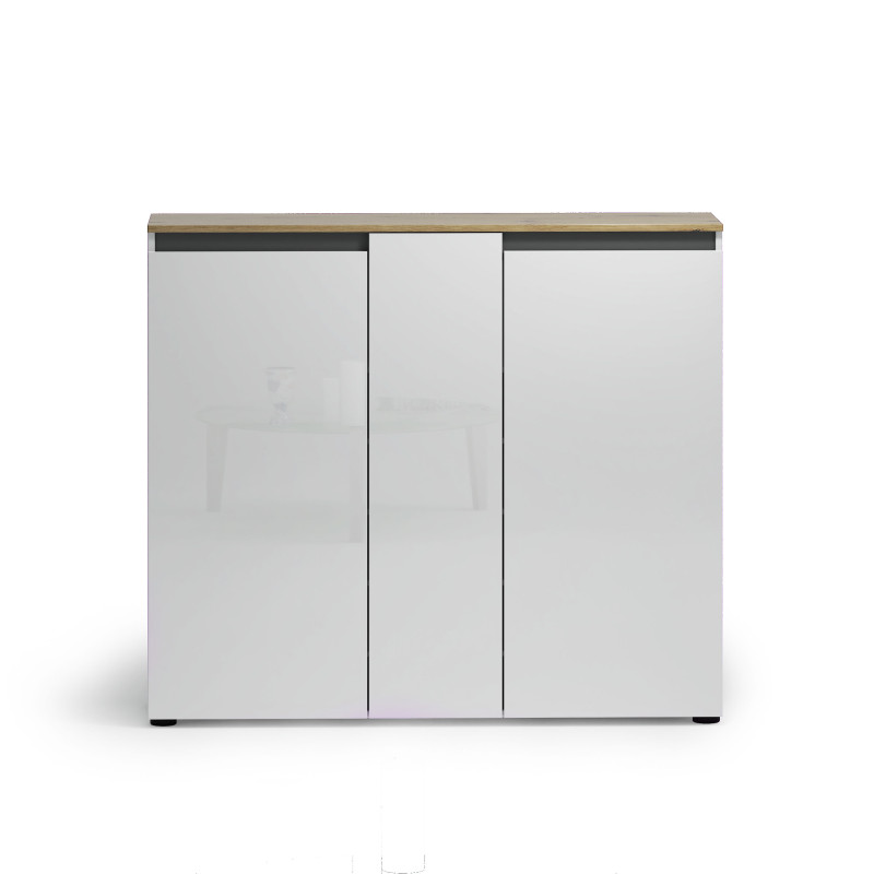 Scarpiera a terra 3 ante Zippo salvaspazio moderna bianca