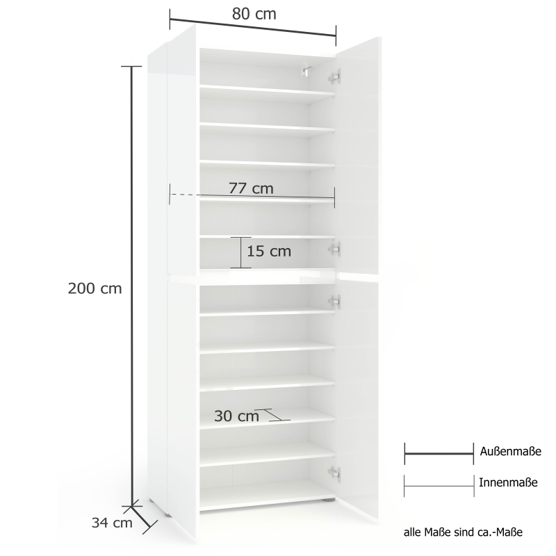 Scarpiera 4 ante XL 10 ripiani Mister Verde Salvia Made in Italy