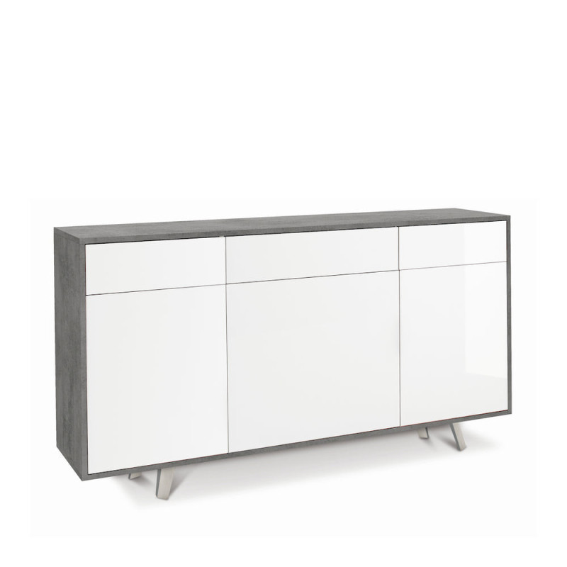 Mobile 3 Ante 3 Cassetti Kit Cemento e Bianco Lucido Sarmog