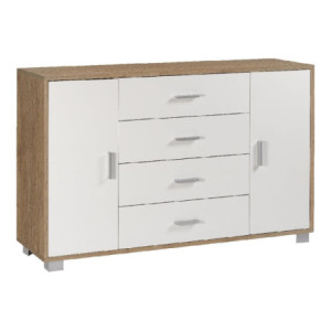 Mobile 2 ante 4 cassetti noce Stelvio Sarmog 136x41x86 moderno