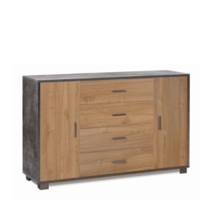 Mobile 2 ante 4 cassetti ossido nero Sarmog 136x41x86 moderno