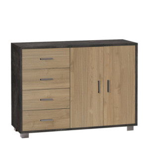 Mobile 2 ante 4 cassetti ossido nero Sarmog 116x41x86 moderno