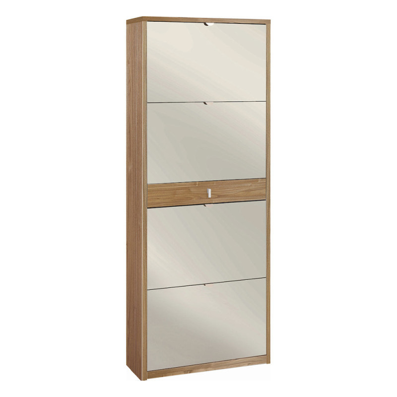 Scarpiera 4 ante specchio 1 cassetto noce Stelvio 63x29x164