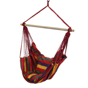 Sedia dondolo tessuto righe rosso/verde/blu 2 cuscini 100x130