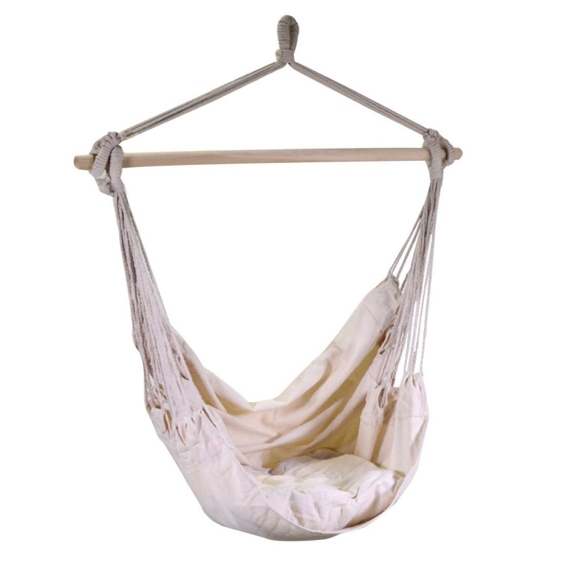 Sedia dondolo tessuto beige con cuscino 130x100 cm giardino