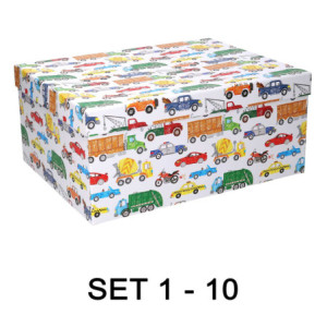 Scatola cartone 1/10 macchinine bianca rettangolare 37,5x29xH16