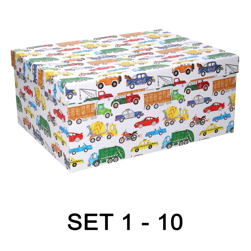 Scatola cartone 1/10 macchinine bianca rettangolare 37,5x29xH16