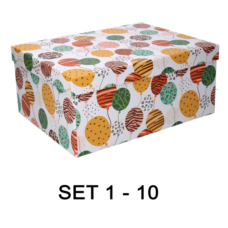 Scatola cartone palloncini rettangolare 37,5x29x16 cm colorata