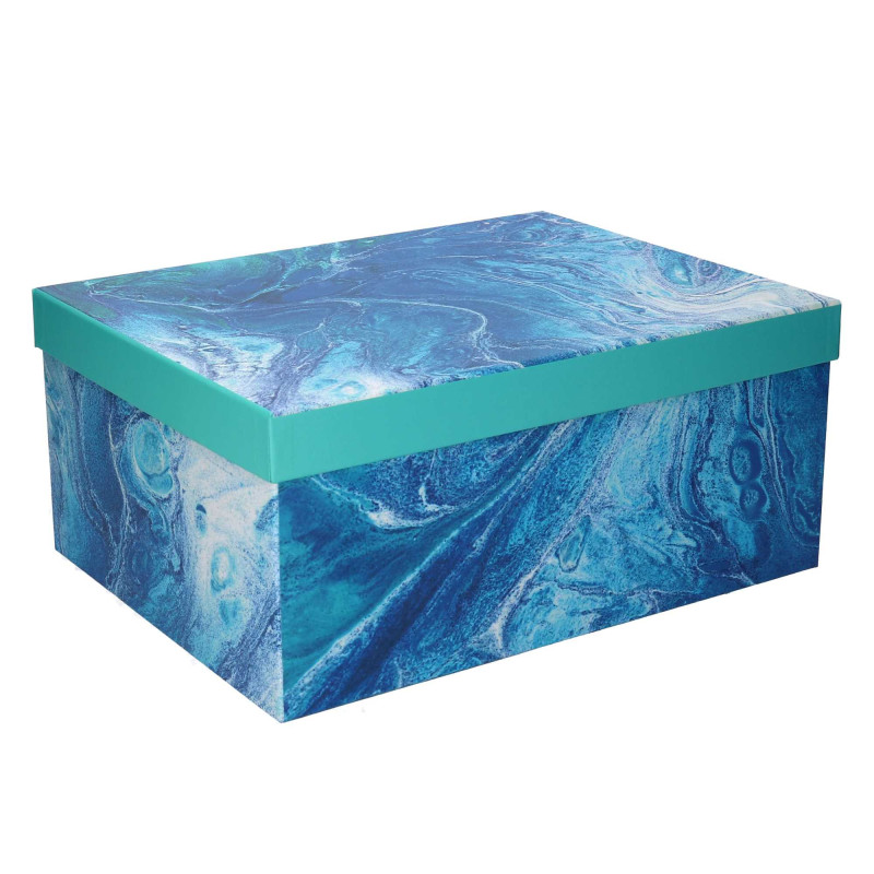 Scatola cartone 1/10 effetto marmo azzurro 37,5x29xH16 cm