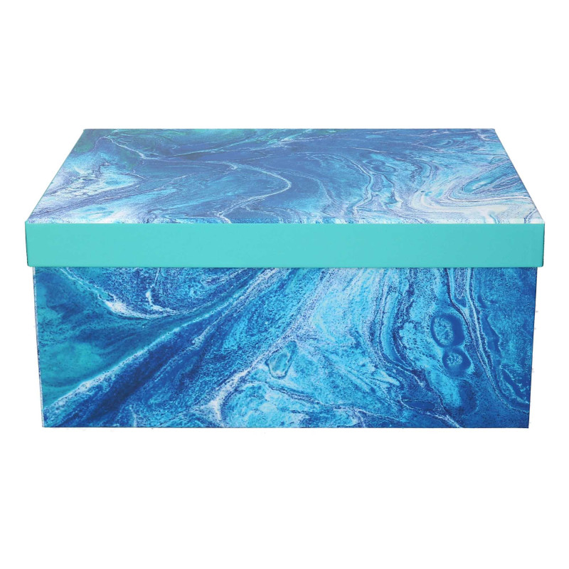 Scatola cartone 1/10 effetto marmo azzurro 37,5x29xH16 cm