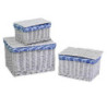 Scatola vimini 1/3 bianco felce blu rettangolare 45x35xH30 cm
