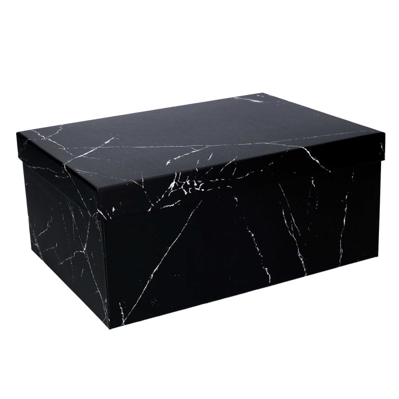 Scatola cartone marmorizzato nero rettangolare 37,5x29x16 cm