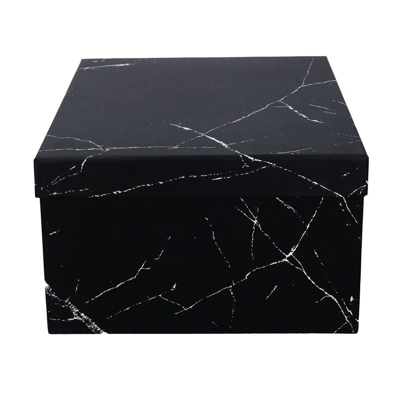 Scatola cartone marmorizzato nero rettangolare 37,5x29x16 cm