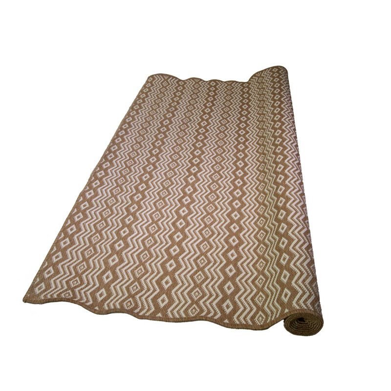 Tappeto da esterno polipropilene rombi naturale/bianco 200x300