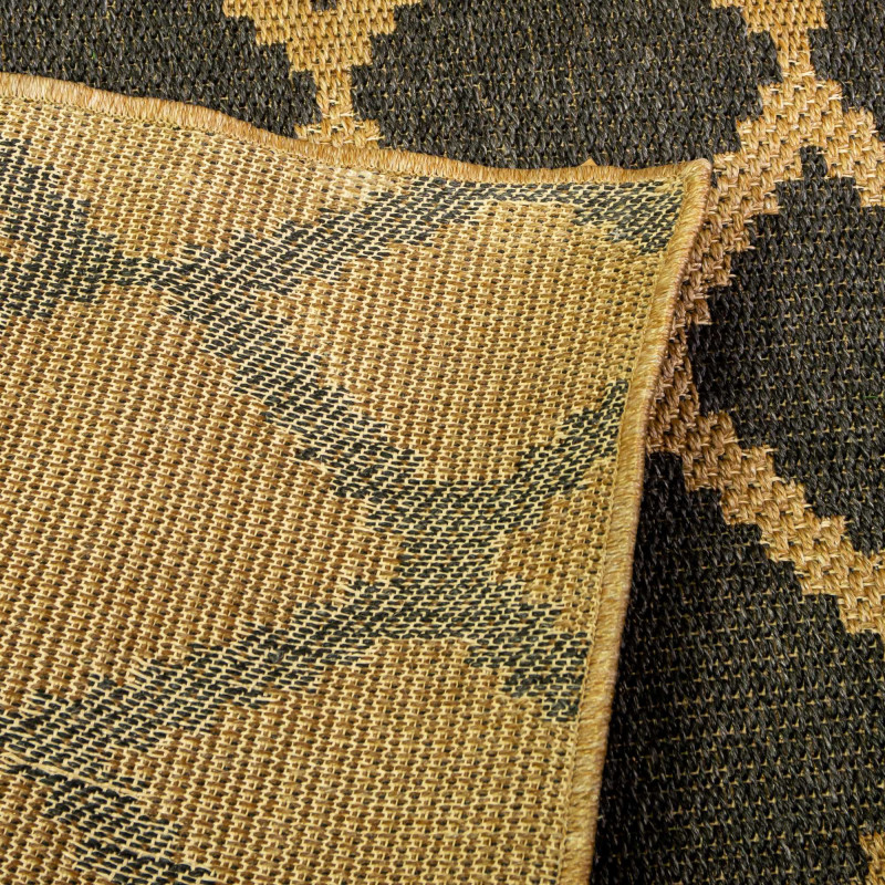 Tappeto da esterno polipropilene rombi naturale/nero 160x230
