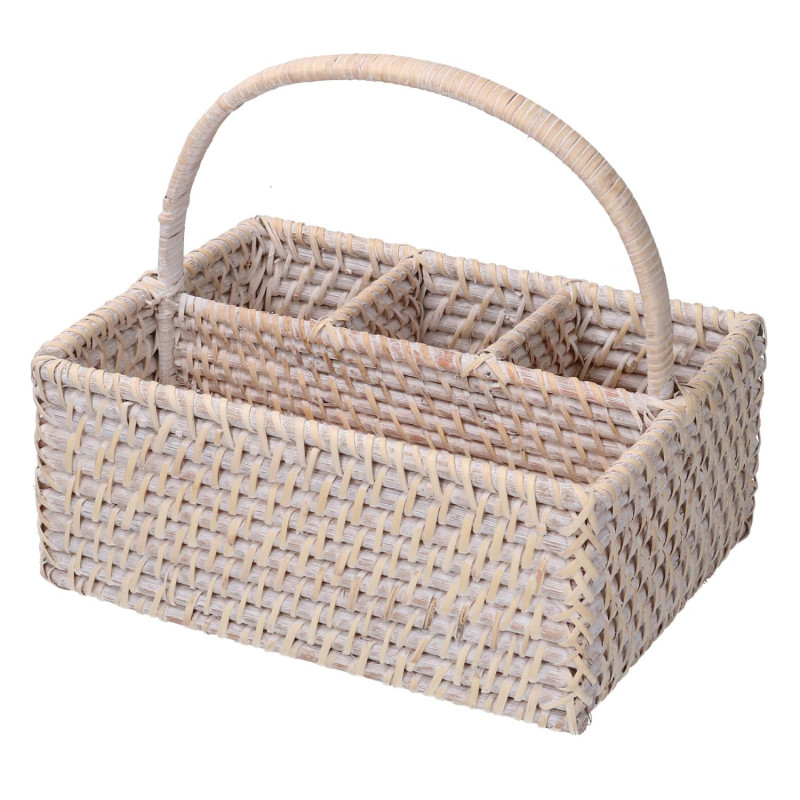 Portaposate rattan Algarve bianco rettangolare elegante resistente