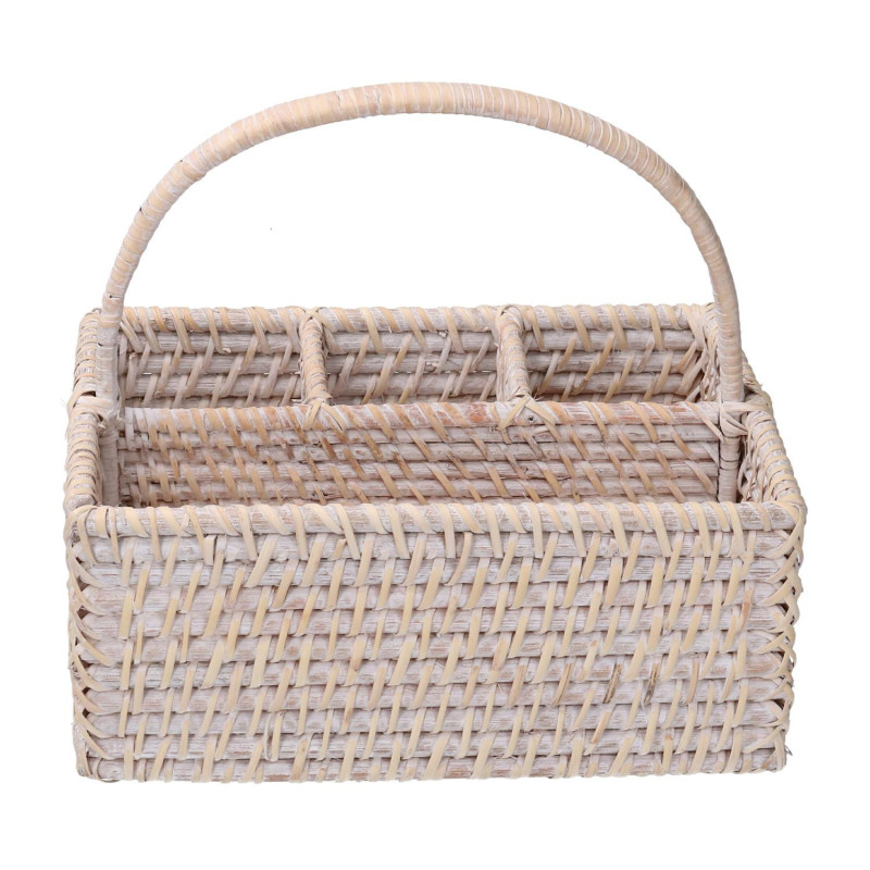 Portaposate rattan Algarve bianco rettangolare elegante resistente