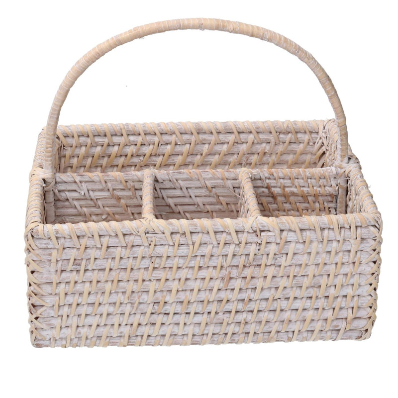Portaposate rattan Algarve bianco rettangolare elegante resistente