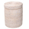 Scatola rattan Algarve bianca tonda Ø20xH24 cm decorativa