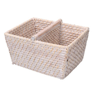 Portatutto rattan Algarve bianco rettangolare 26x21xH15 cm pratico