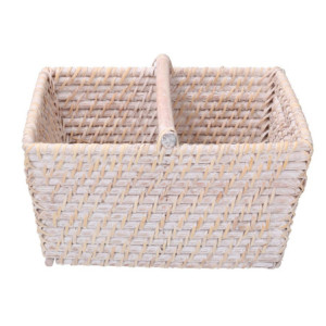 Zoom Portatutto rattan algarve bianco rettangolare cm 26x21h15