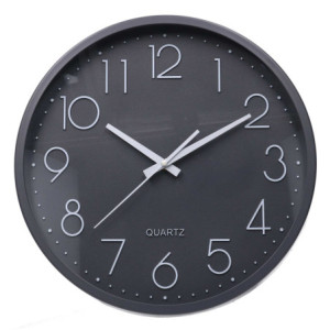 Orologio plastica grigio tondo Ø35 cm moderno e silenzioso