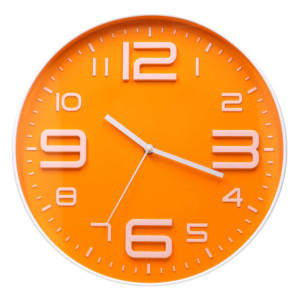 Orologio plastica arancione e bianco tondo Ø35 cm moderno