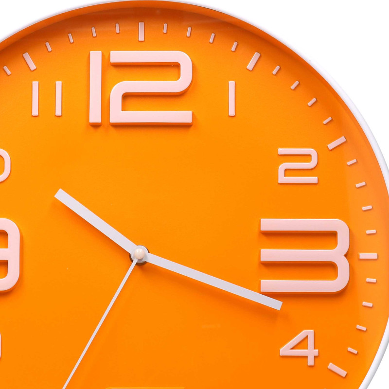 Orologio plastica arancione e bianco tondo Ø35 cm moderno