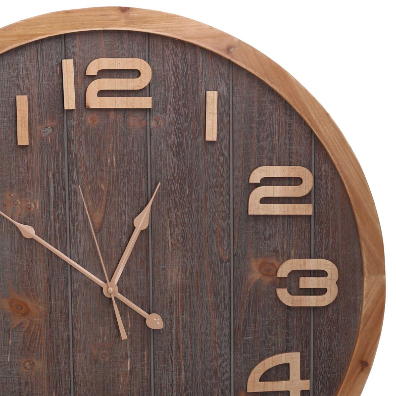 Orologio legno naturale tondo Ø60x3,5 cm parete design moderno
