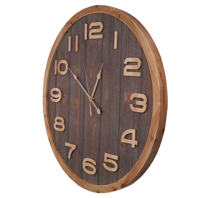 Orologio legno naturale tondo Ø60x3,5 cm parete design moderno