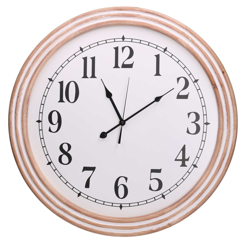 Orologio legno bianco tondo Ø60xH4,5 cm elegante da parete