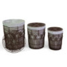 Cestone plastica archi con fodera noce tondo Ø45xH56 cm robusto