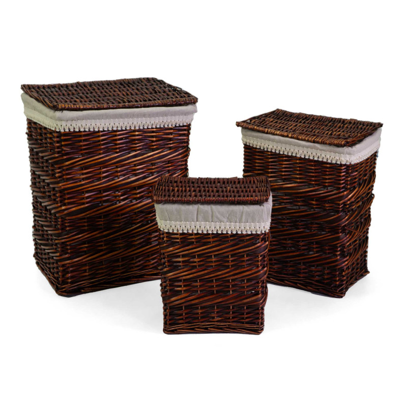 Cestone rattan con fodera noce rettangolare 45x33xH56 cm robusto