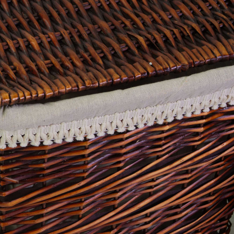 Cestone rattan con fodera noce rettangolare 45x33xH56 cm robusto